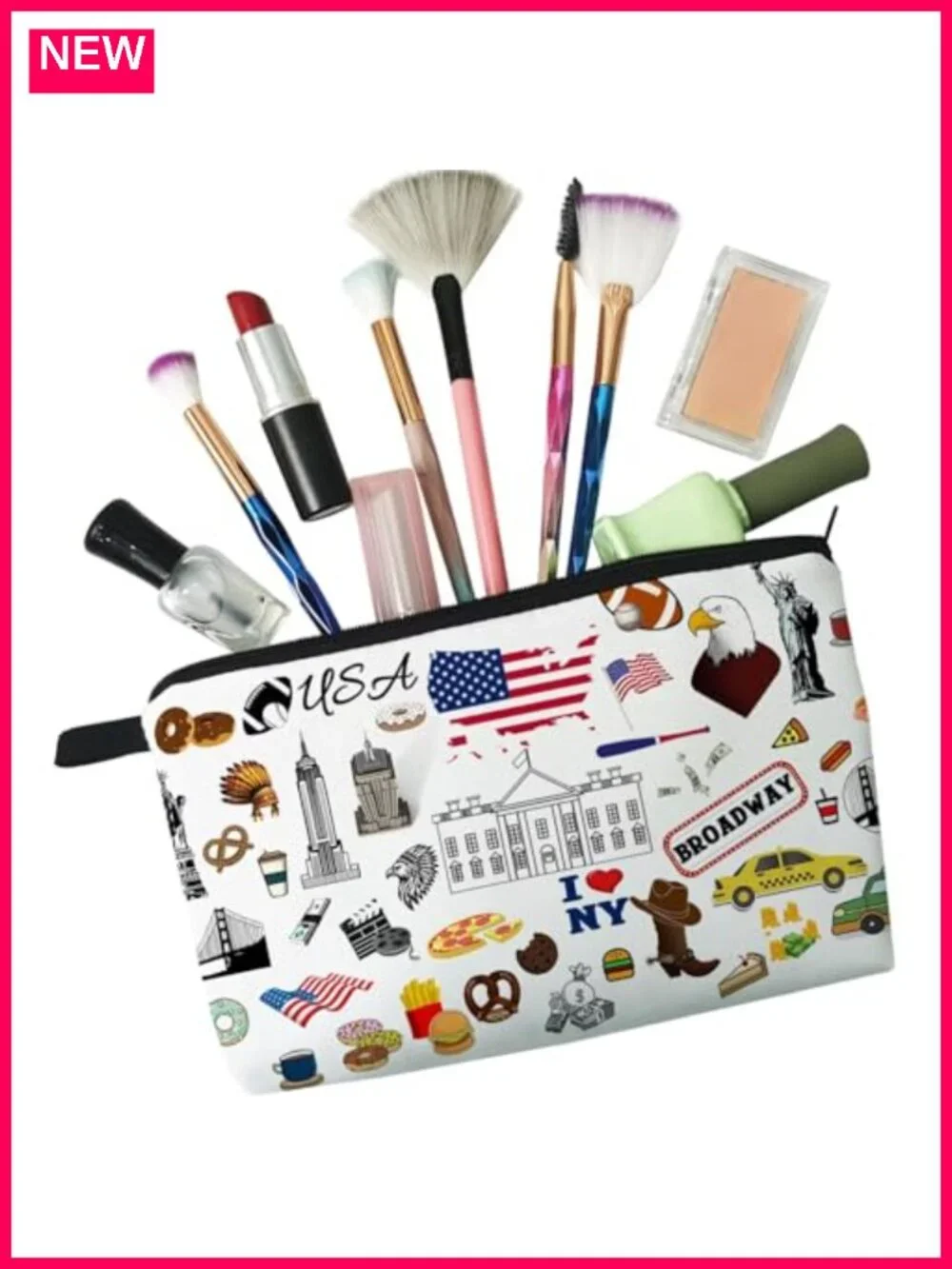 Polyester Travel Cosmetic Bag Small Makeup Pouch Zipper Case